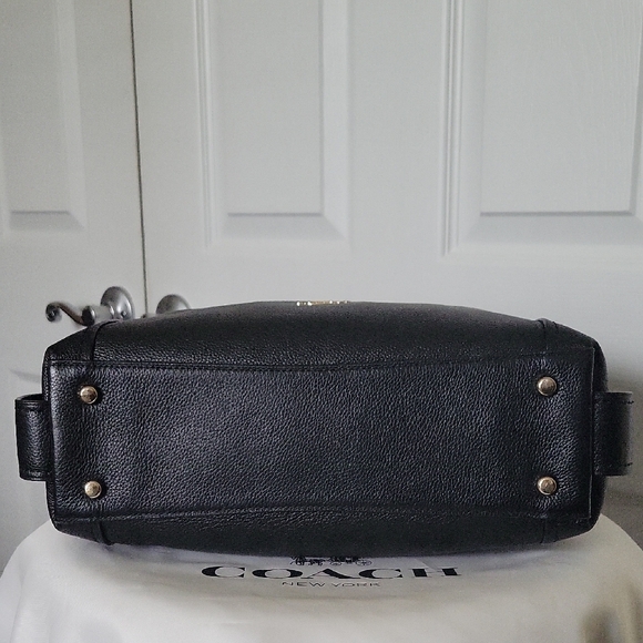 Coach Edie Black Pebbled Leather Shoulder Bag #57125 - Picture 4 of 7